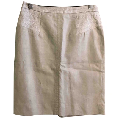 Pre-owned Comptoir Des Cotonniers Linen Mid-length Skirt In Beige