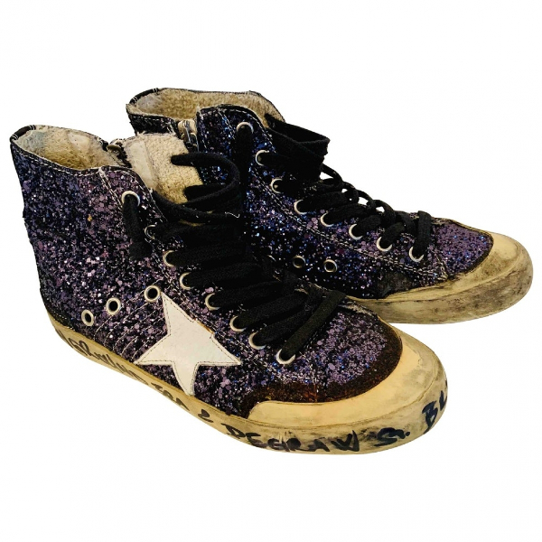 Pre-owned Golden Goose Francy Blue Glitter Trainers | ModeSens