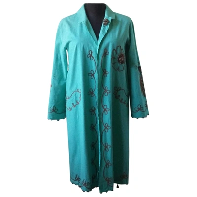 Pre-owned Tara Jarmon Trench Coat In Turquoise