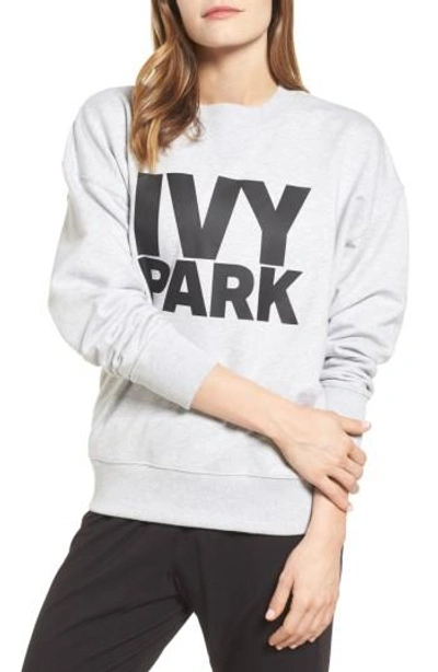 Ivy Park Logo Crewneck Sweatshirt In Light Grey Marl