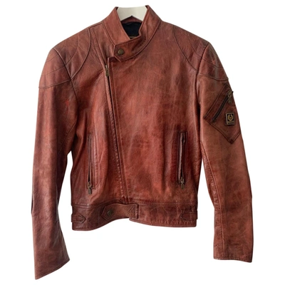 Pre-owned Belstaff Leather Biker Jacket In Burgundy