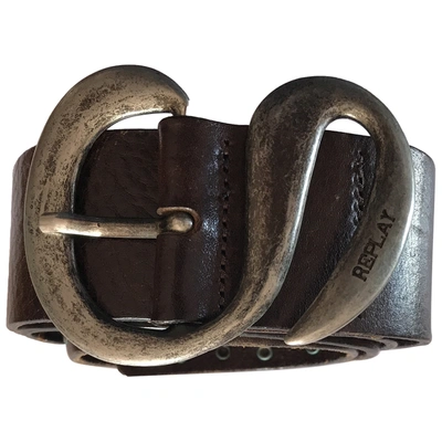 Pre-owned Replay Leather Belt In Brown