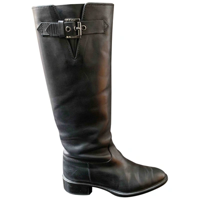 Pre-owned Tod's Leather Riding Boots In Black