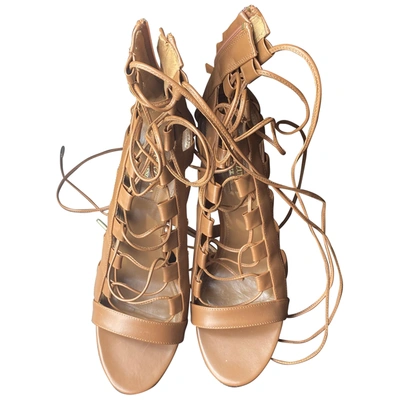 Pre-owned Aquazzura Leather Sandals In Camel