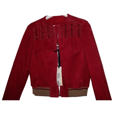 Pre-owned Pinko Leather Jacket In Red