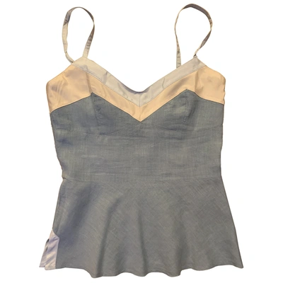 Pre-owned Tara Jarmon Linen Camisole In Blue