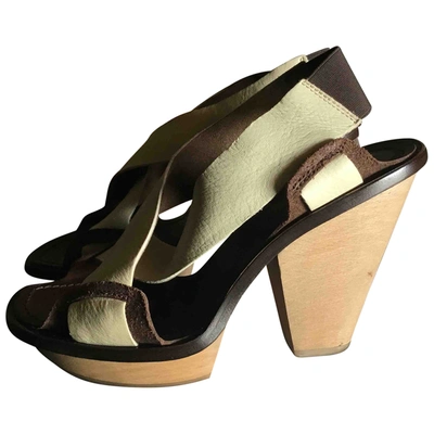 Pre-owned Marni Leather Sandals In Beige