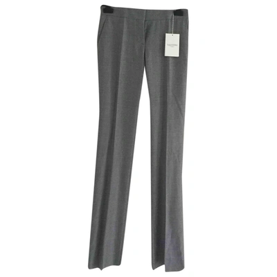 Pre-owned Valentino Wool Straight Trousers In Grey