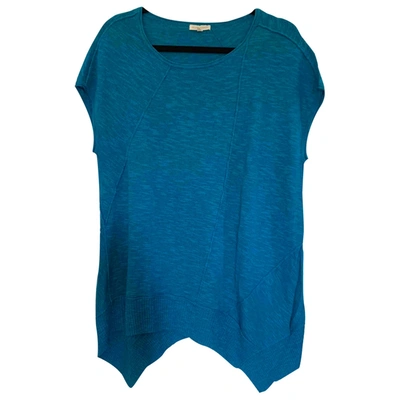 Pre-owned Eileen Fisher Linen Blouse In Turquoise