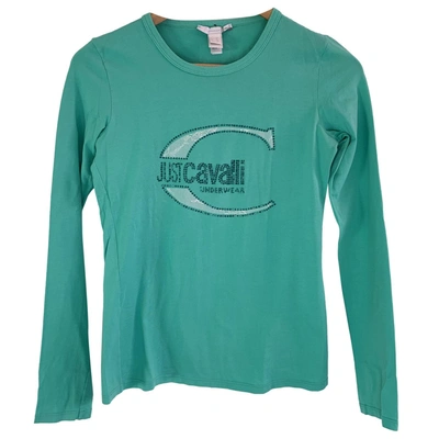 Pre-owned Just Cavalli Turquoise Cotton Top