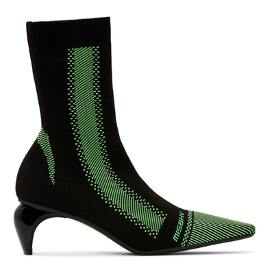 Misbhv Black And Green Knit Ankle Boots In Black/green