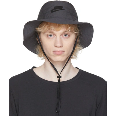 Nike Grey Sportswear Bucket Hat In Black,black