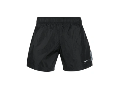 Pre-owned Off-white Logo Swim Shorts Black/white