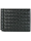 Bottega Veneta Basic Woven Wallet With Money Clip In Black