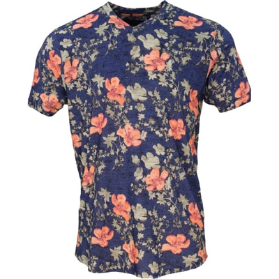 Lords Of Harlech Maze Oriental Hibiscus Navy