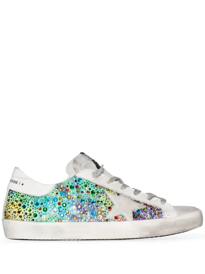 Golden Goose Multicoloured Superstar Embellished Trainers In White