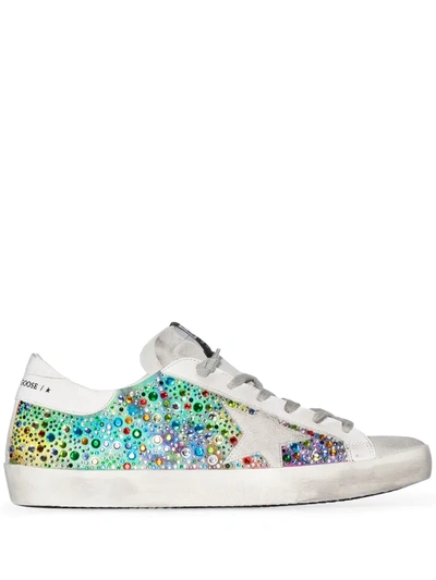 Golden Goose Multicoloured Superstar Embellished Sneakers In White