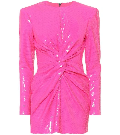 Alex Perry Jade Sequin-embellished Ruched Mini Dress In Pink