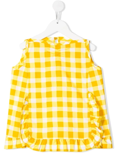 Touriste Kids' Gingham-pattern Tunic Top In Yellow