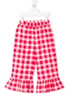 Touriste Kids' Check Print Trousers In Pink