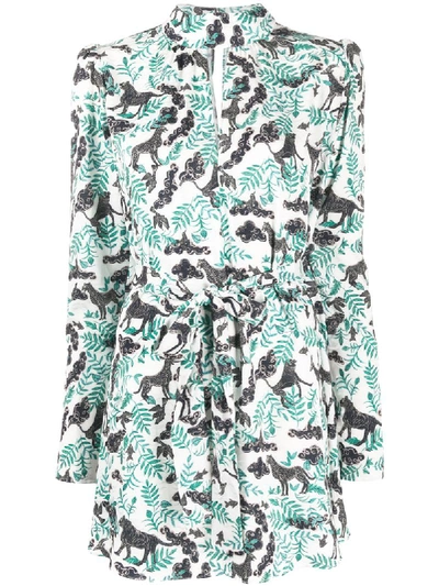 Saloni Kurzes Kleid Mit Animal-print In Green