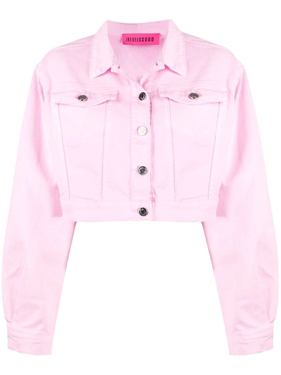Ireneisgood Cropped Double Flap Pocket Jacket In Pink