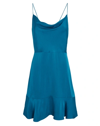 Intermix Parker Silk Mini Dress In Blue-med