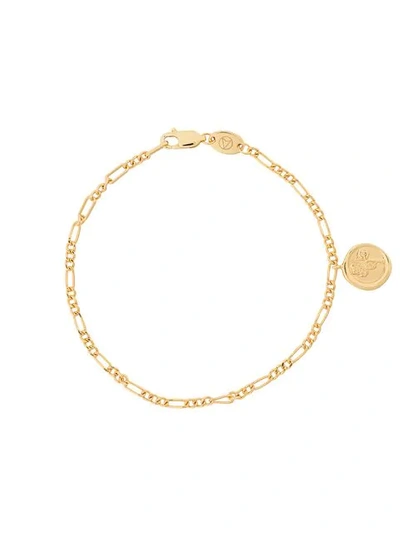Northskull Rose Seal Charm Chain Bracelet In Gold