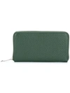 Orciani Soft Leather Zip Around Wallet In Green