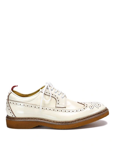 Green George Leather Brogue Shoes In White