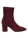 Stuart Weitzman Margot Burgundy Suede Booties