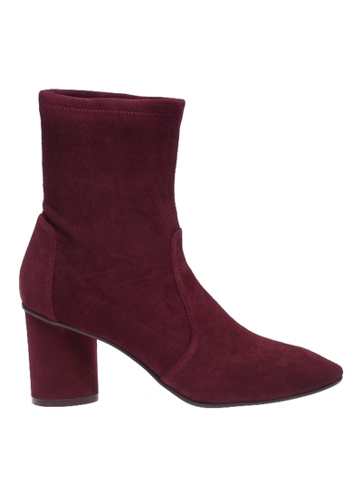 Stuart Weitzman Margot Burgundy Suede Booties