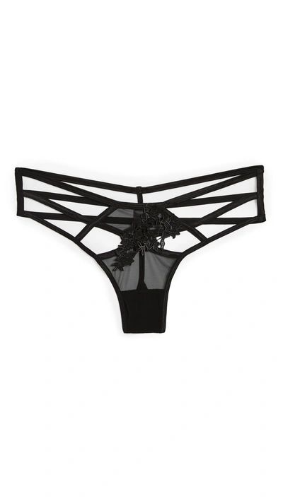 Bluebella Sienna Floral Applique Cut-out Thong In Black