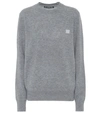 Acne Studios Kurtle Turtleneck Face Patch Wool Sweater In Grey Melange