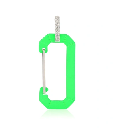 Eéra Chiara" Small Fluo Green & White Gold Mono Earring With Diamonds" In Whtgold