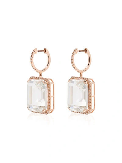 Shay 18kt Rose Gold Portrait White Topaz Earrings