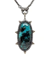Nina Gilin Women's 14k Yellow Gold & Black Rhodium Silver Diamond Turquoise Necklace