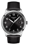 Tissot Gent Xl Classic Leather Strap Watch, 42mm In Black/black