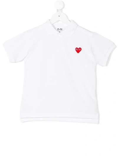 Comme Des Garçons Boys White Kids Heart Logo-embroidered Cotton Polo Shirt 2-6 Years 6 Years