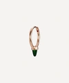 Maria Tash 9.5mm Single Black Opal Short Spike Non-rotating Hoop Earring In Rose Gold