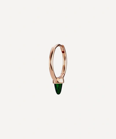 Maria Tash 9.5mm Single Black Opal Short Spike Non-rotating Hoop Earring In Rose Gold