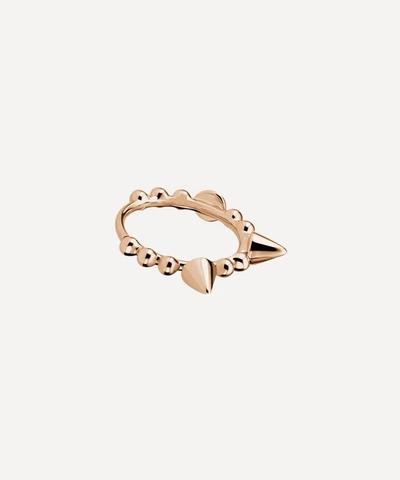 Maria Tash 14ct 9.5mm Triple Short Spike Granulated Single Hoop Earring In Rose Gold