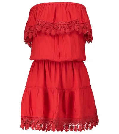 Melissa Odabash Joy Red Lace-trimmed Mini Dress