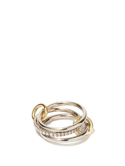 Spinelli Kilcollin Sonny Black Gold Linked Diamond Rings In Yellow Gold/ Black Gold