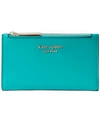 Kate Spade Small Spencer Saffiano Leather Bifold Wallet In Fiji Green/gold