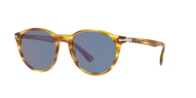 Persol Po3152s Striped Brown &amp; Yellow Sunglasses In Light Blue