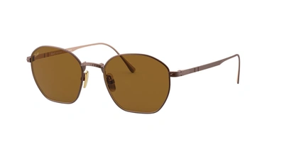 Persol Brown Irregular Titanium Unisex Sunglasses Po5004st 800333 50