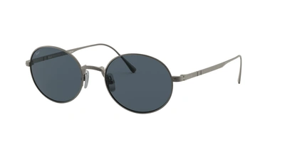 Persol Blue Oval Titanium Unisex Sunglasses Po5001st 8001r5 51 In Grey