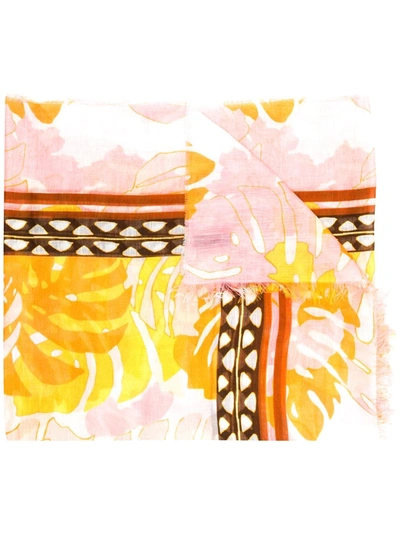 Altea Foliage Printed Scarf In Yellow