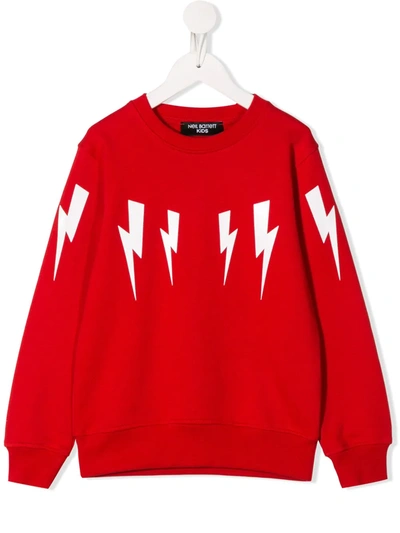Neil Barrett Teen Thunderbolt Print Sweatshirt In Red